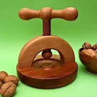 Bild 5: Nußknacker - SPINDELPRESSE - mit gefräster, hölzerner Gewindespindel. Material: Birnbaum nutcracker
