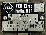 Bild 3: Das Typenschild des verwendeten Kollektormotors. Bild 3: Das Typenschild des verwendeten Kollektormotors.